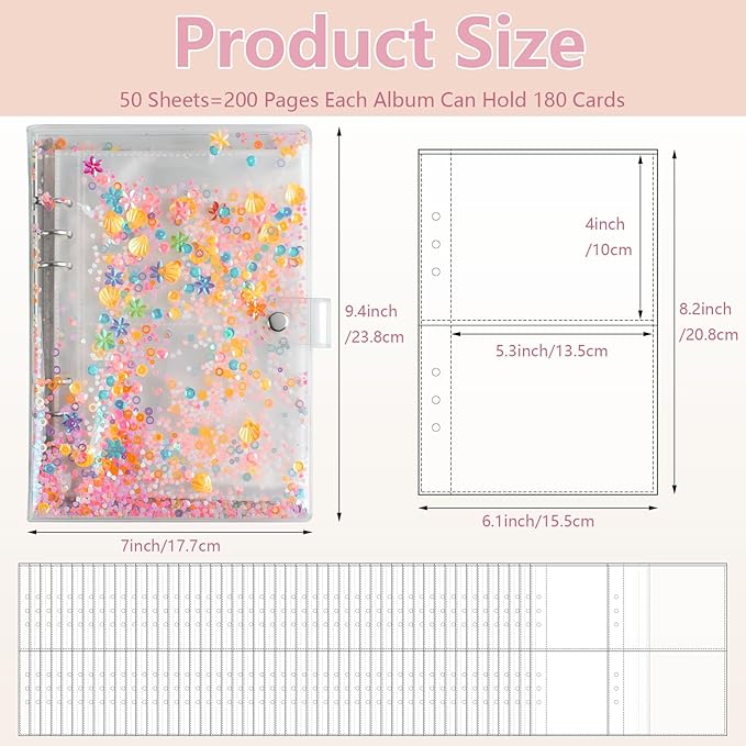 3x5 Index Card Holder Binder - Card Organizer for Note Cards, Flash Cards, and Recipe Cards, 50 Transparent Double-Sided Pages, Holds Up to 200 Cards, Indexcard Notecard Storage Solution