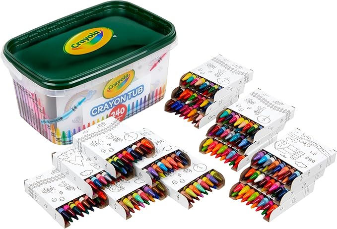 Crayola Crayon Tub (240ct), Bulk Crayons for Kids, Spring Craft Supplies, Classroom Coloring Gifts for Kids & Toddlers, Ages 3+ [Amazon Exclusive]