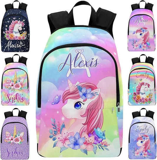 M YESCUSTOM Custom Backpack for Kids, Personalized Princess School Backpack with Name Customized Girls Bookbags Knapsack Casual Laptop Backpack for Teens Adults