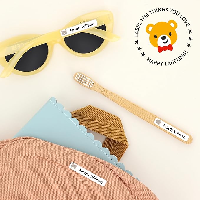 Teddylabels - Personalized Name Labels for School Supplies (75) – Waterproof and Durable Stickers for Pencils, Pen, and Other School Supplies