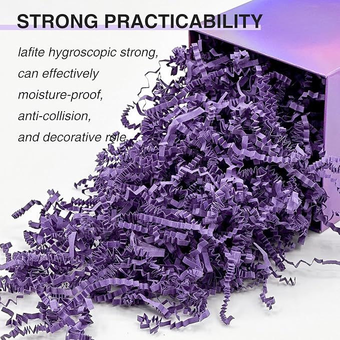 1LB Crinkle Cut Paper Shred Filler for Gift Box Bag and Basket On Holidays(Purple)