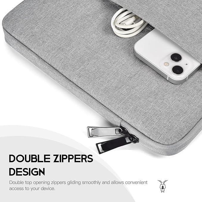 14 inch Laptop Sleeve Case for HP Lenovo Dell ASUS Acer Chromebook 14, HP Stream 14, Dell XPS 15, Inspiron 14, Lenovo ideapad 14, Asus Zenbook 14, Razer Blade 15 Water-Resistant Computer Bag -Grey