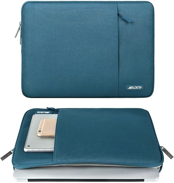 MOSISO Laptop Case 13.3 inch, 13-13.3 inch Laptop Sleeve Compatible with MacBook Air/Pro 13/Pro 14 M5 M4 M3 M2 M1, HP Dell ASUS Lenovo,Polyester Vertical Computer Sleeve Bag with Pocket, Deep Teal