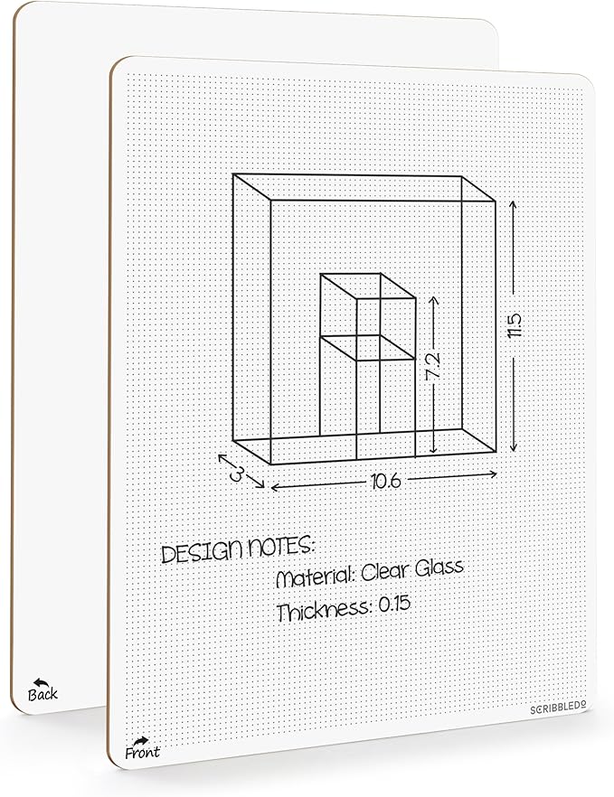 Scribbledo Dotted Dry Erase Board Graph Whiteboard 9" x 12" Bullet Dot Grid Paper for Home School Classroom Kids and Students Portable Dot Grid Board for Notes Drawing graphing and Calligraphy