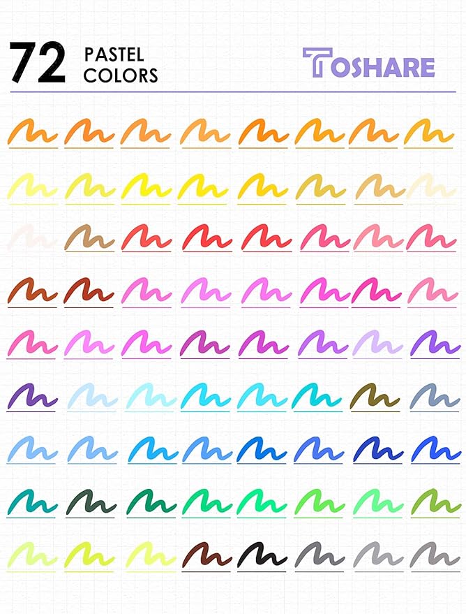 TOSHARE Art Markers Pens Dual Tip Coloring Markers Set with Brush & Fine Nib for Adult Coloring Book Brush Pens Professional Calligraphy & Drawing Art Supplies Kit for Adults (72 Colors)