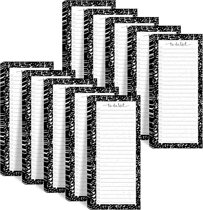 Censen 10 Pack 500 Sheets to Do List Notes Daily Checklist Notepad with 50 Sheets Undated Memo Pad Color Block Shopping List Weekly Plan Notepad Organizer Planners(Black,Marble)