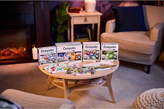 Crayola Dual-Tip Alcohol Marker Set for Adults (120ct), Bulk Adult Coloring Book Markers for Blending, Shading & Layering, Fine & Brush Tips [Amazon Exclusive]