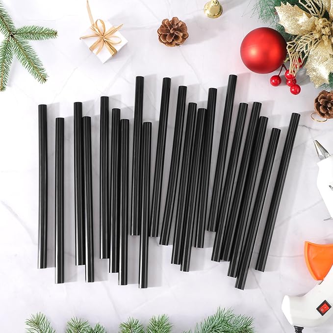 72pcs Black Hot Glue Sticks, 0.43"x8" Full Size Glue Sticks for Car Dent Repair, Wax Seal Stamp Crafting DIY Art School Gluing Project Repair Sealing