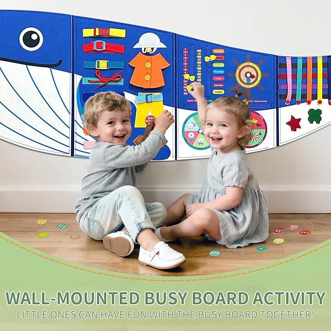 Whale Foldable Activities Montessori Busy Board Toddler Busy Board Montessoris Toys for 3+ Years Old Wall Panel