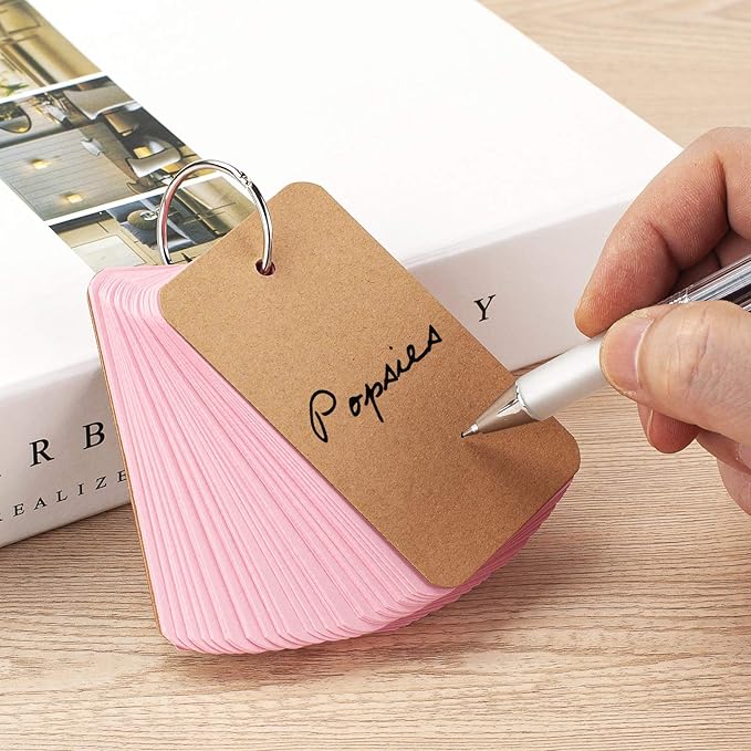 Blank Index Cards with Ring, 8 Pack Colored Flash Cards, 2.2"x3.5", 400 Counts Small Note Cards Hole-punched Cardstock, Heavyweight Word Vocabulary Cards, DIY Gift Hang Tags