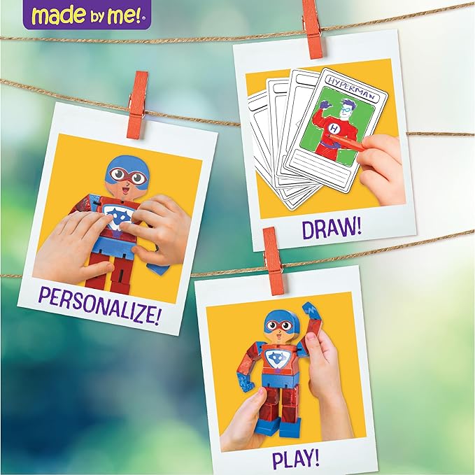 Made By Me Build & Paint Your Own Wooden Toys, DIY Wood Craft Kit, Easy to Assemble, Superhero Action Figures