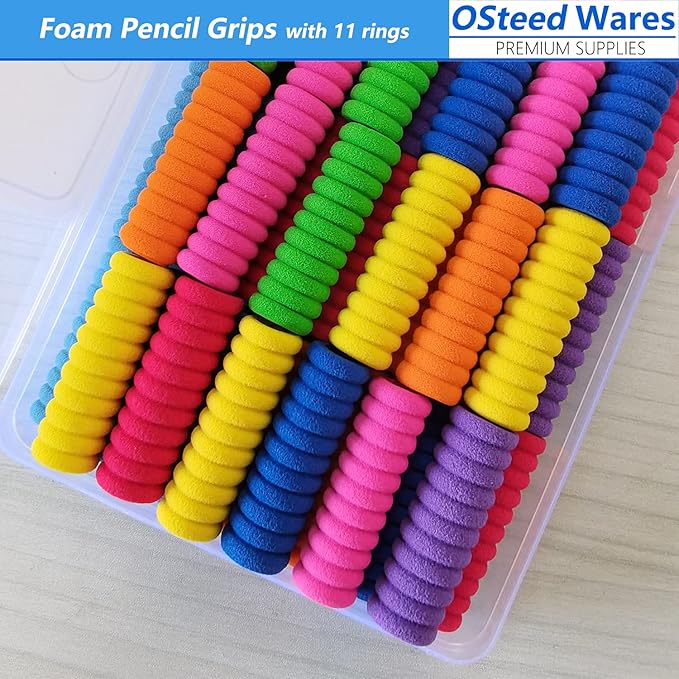 30 Pcs Foam Pencil Grips of 11 Rings for Kids and Adults Handwriting, 10 Colors Pencil Holder Grippers for Relieving Fingers, Mechanical Pencil Holder Cushion