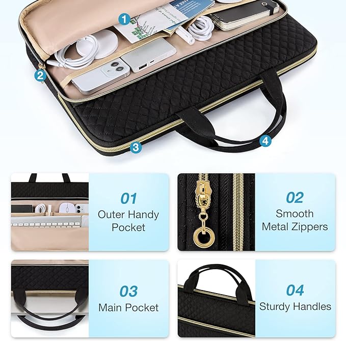 BAGSMART Laptop Case Compatible with 13-13.3 inch Notebook,Compatible with MacBook Pro 14 Inch,MacBook Air,Protective Carrying Bag with Pocket,Handles, Brown