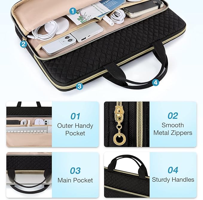 BAGSMART Laptop Case Compatible with 13-13.3 inch Notebook,Compatible with MacBook Pro 14 Inch,MacBook Air,Protective Carrying Bag with Pocket,Handles, Coffee Brown