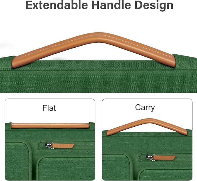 MOSISO 360 Protective Laptop Shoulder Bag,15 inch Computer Bag Compatible with MacBook Air 15 inch M5 M4 M3 M2/Pro 15, Dell XPS Plus,Side Open Messenger Bag with 4 Zipper Pockets&Handle, Jungle Green