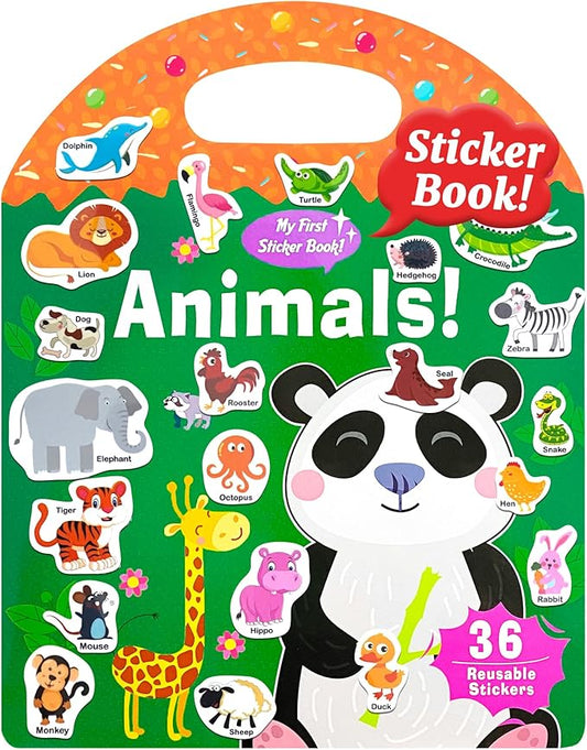 Benresive Reusable Sticker Book for Toddlers, Stickers for Kids, Travel Toys for Arts & Crafts Activities, Birthday Gift for Boys & Girls, Animals Themes