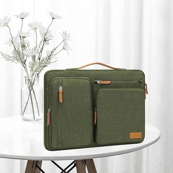 MOSISO 360 Protective Laptop Case 16 inch, 15-15.6 inch Laptop Sleeve Compatible with MacBook Pro 16, HP Acer Dell Lenovo ASUS, Side Open Carrying Case with 4 Zipper Pockets&Handle, Olive Green