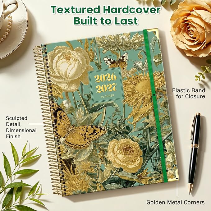 Planner 2026-2027, 8.5" x 11" Academic Planner Jul 2026 - Dec 2027, 18 Month Planner Weekly and Monthly, Hardcover Calendar Planner with Large Laminated Tabs, No Bleed Paper, Pockets for Women Student