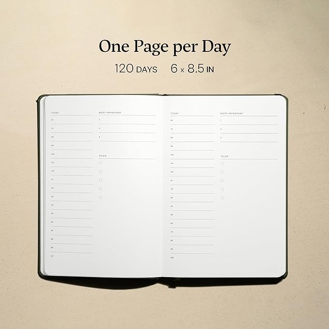 Kunitsa Co. Undated Planner - Hardcover, with Habit Tracker & Goal Setting - Daily, 120 Days, Start Anytime (Forest)