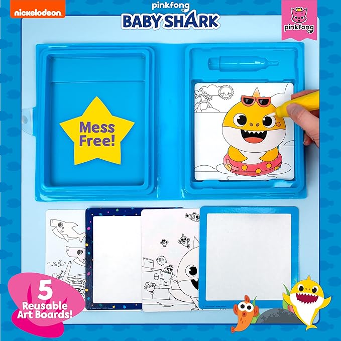 Horizon Group USA Baby Shark Aqua Art - Baby Shark Water Coloring Pads - Includes Magic Refillable Water Brush for Mess-Free Art Painting for Toddlers - Great for 3 Year Olds