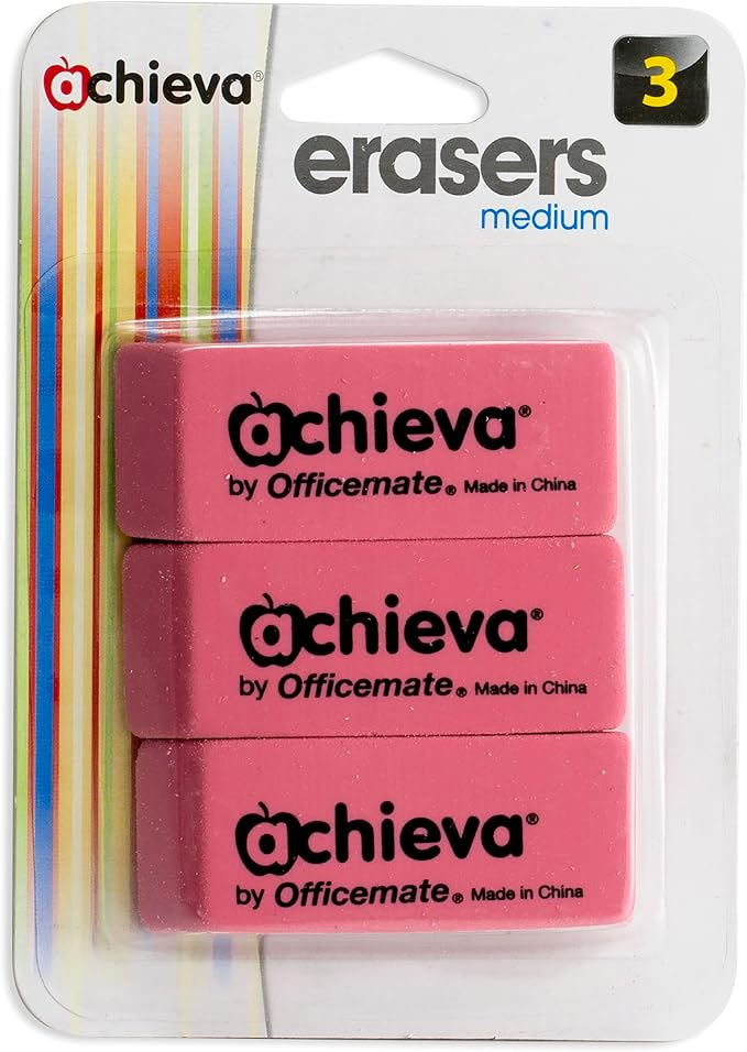 Achieva 36-Pack Pink Erasers - Premium Quality, Smudge-Proof, Durable - Ideal for Students, Artists, and Office Workers - Non-Toxic, Latex-Free Rubber Compound