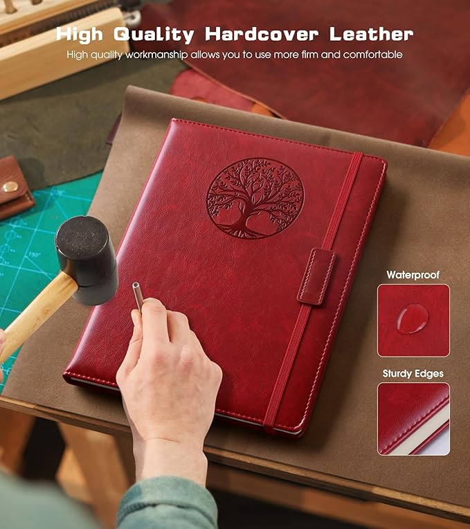 Lined Journal Notebook for Women Men,256 Thick Pages,A5 Hardcover Vintage Leather Journal for Writing,Travel,Business,Work, School,College Ruled Notebooks for Note Taking,Daily Diary 5.7"×8.3"