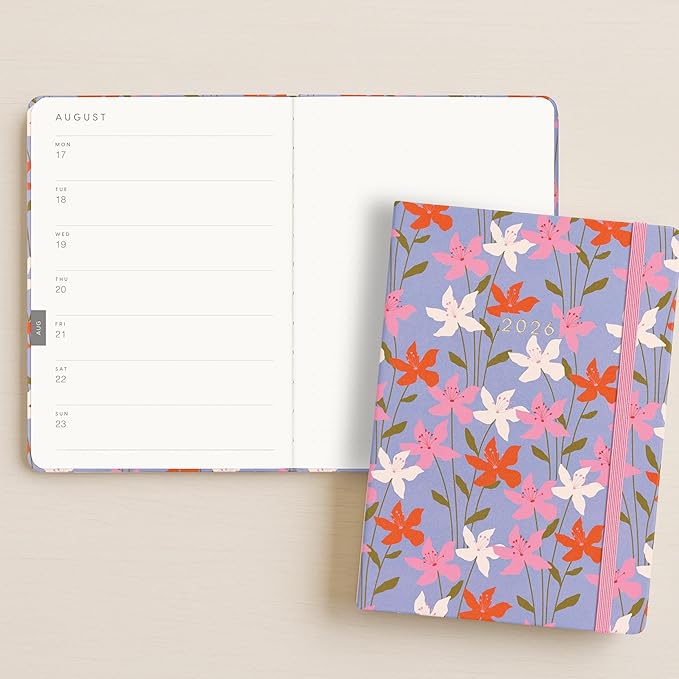 And Per Se 2026 Planner, 15 Months Hardcover Daily, Weekly & Monthly Planner, A5 size, 100GSM Thick Paper, Back Pocket, 5.7" x 8"(Blossom Purple)