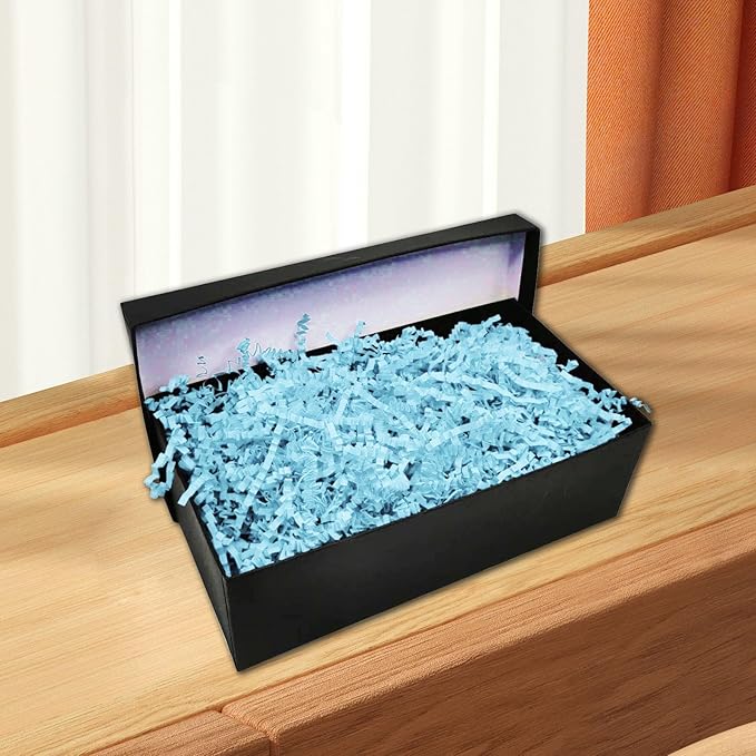 Tisspoms 1LB Aqua Cyan Crinkle Cut Paper Shred Filler, Paper Shreds for Basket Fillers, Birthday, Gift Wrapping, Anniversary, Wedding, Halloween, Thanksgiving, Christmas Gift Decor Party Filler