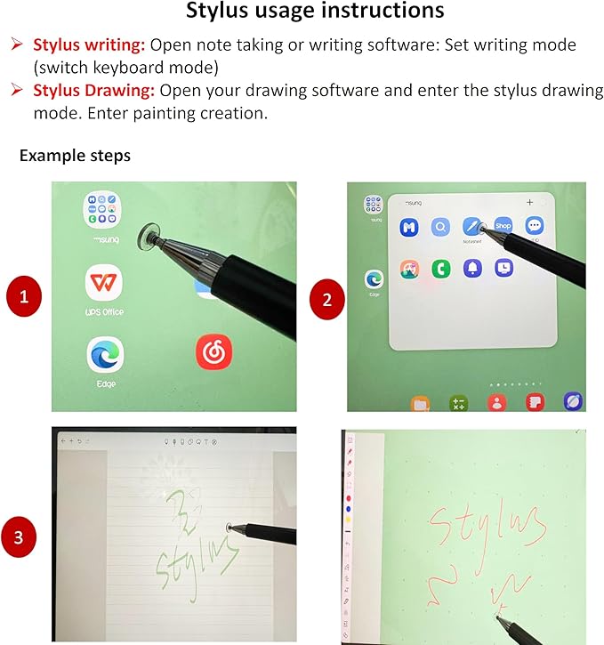 2-in-1 Stylus Pen for Samsung Galaxy Tab A11/A11+/A9+/A9/A8/A8 Plus/A7/A7 Lite, Stylus for iPad Pro/iPhone/Fire HD/Surface Tables All Touch Devices (Black)