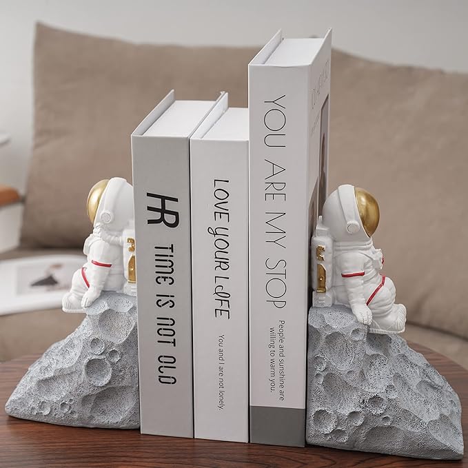 Astronaut Book Ends to Hold Books, Astronaut Decor, Space Themed Bedroom, Desktop, Bookcase Decor - Gifts for Space Lovers