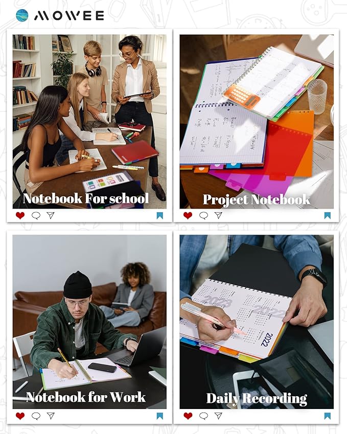 5-Subject Spiral Notebook, College Ruled, with Pocket & Tab Dividers