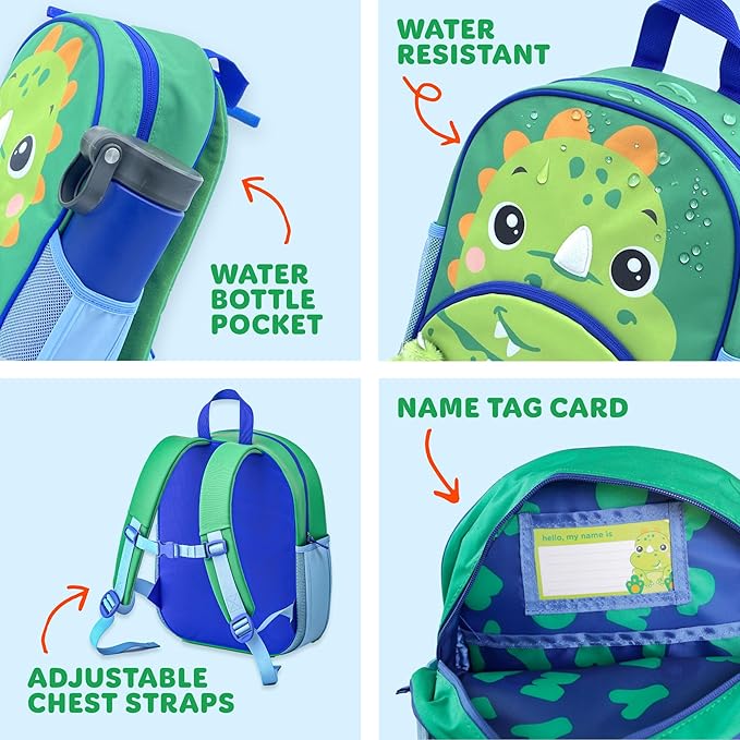 Move2Play, Dinosaur Kids Backpack | Kid Size | Back to School | Elementary, Kindergarten Book Bag | Designed for Boys & Girls Ages 4+ Year Olds | Travel Ready