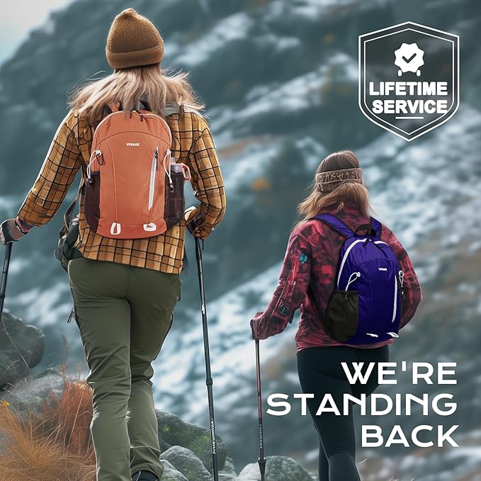 VPBAGE 15L Water-resistant Hiking Daypack for Women, Small Backpack Travel Outdoor, Lightweight Day Pack with Tool Loops