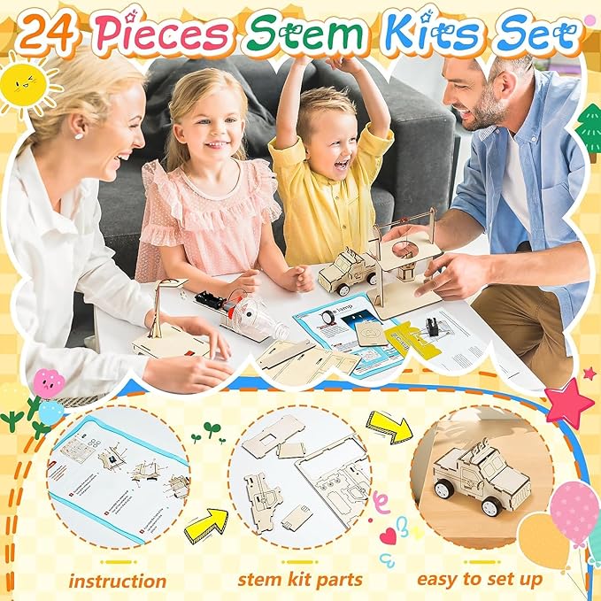 GIAKAN 24 Pcs Party Favors Toy for Kids, STEM Science Kits Toys, Boys Girls Crafts Gifts Toys for 6 7 8 Year Old, Kids Treasure Box Birthday Gift Ideas, Classroom Giveaways, Carnival Prizes Gift