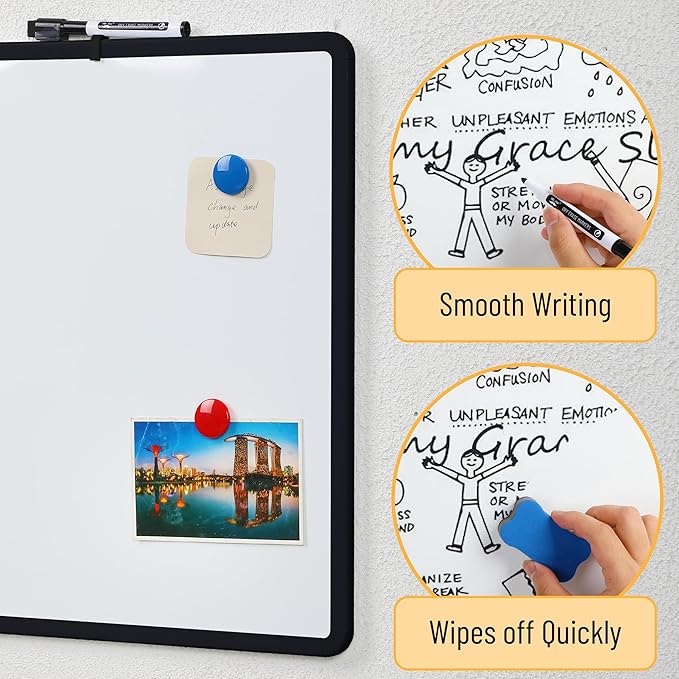 Mr. Pen- Magnetic Whiteboard Dry Erase, 18x24 Inches, Dry Erase Board with Black Fine Point Marker, Magnetic White Board for Students, Home, Office and Classroom