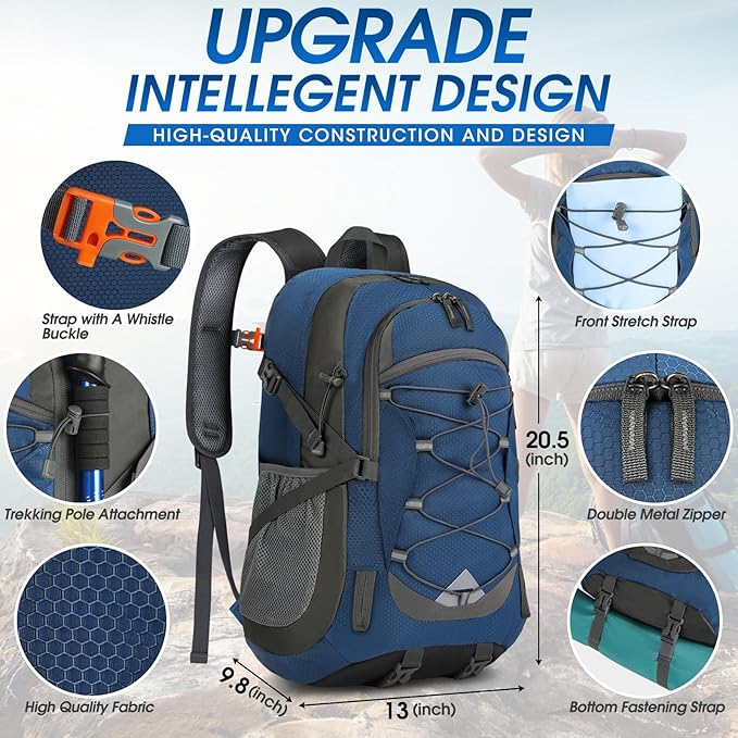 IGOLUMON Hiking Backpack 40L Packable Lightweight Camping Daypack Men Women | Multi-compartment storage Water-resistant Foldable Nylon Material Hiking Day pack for Camping Cycling Outdoor