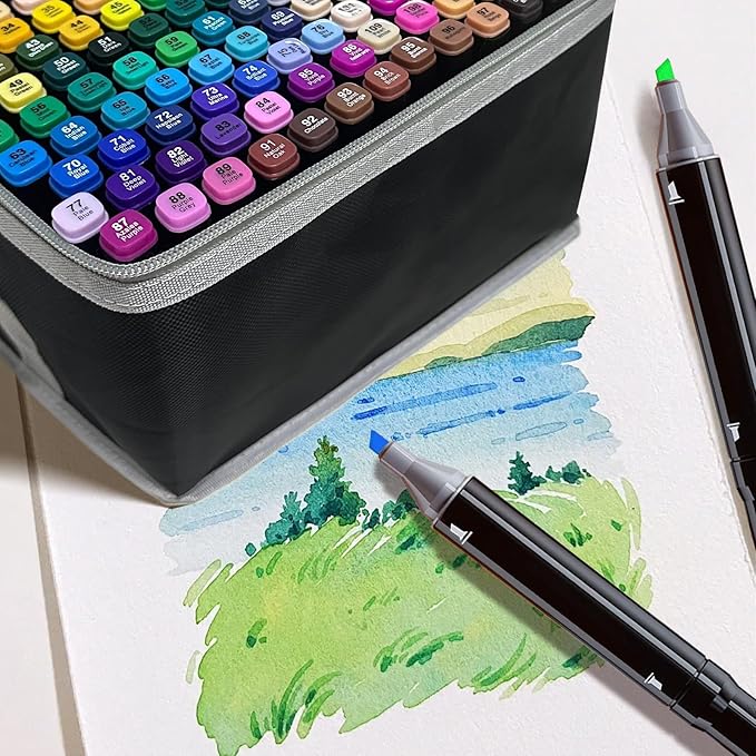 168-Color Dual-Tip Markers Set with Shoulder Bag - Art Markers for Coloring, Drawing & Sketching -Gift for Kids, Teens, Artists