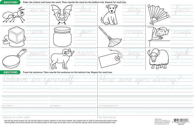Teacher Created Resources Cursive Writing Practice Learning Mat
