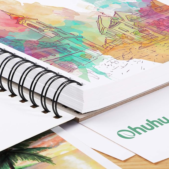 Ohuhu Marker Pads Art Sketchbook, 16.5"x11.7" XL A3 Large Paper Size, 120 lb/200 gsm Heavy Smooth Drawing Papers, 48 Sheets/96 Pages, Spiral Bound Sketch Book for Alcohol Markers Christmas Gift