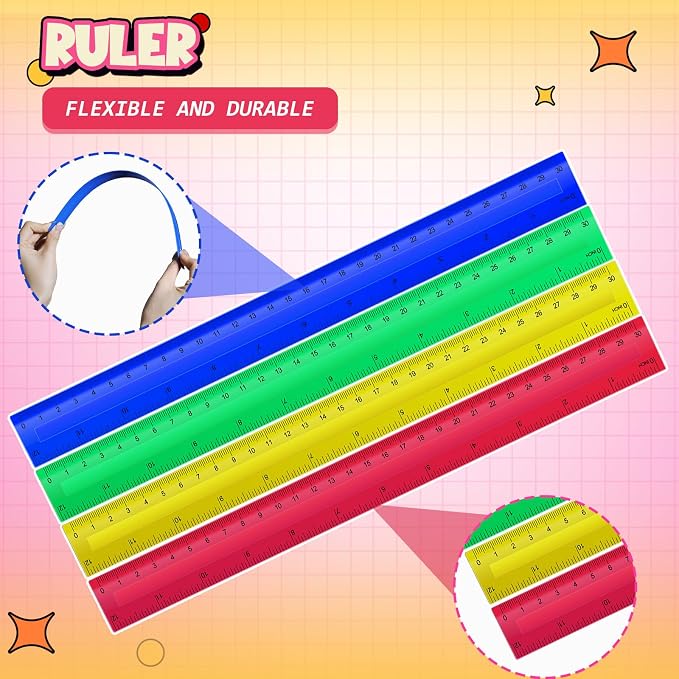 300 Pcs Back to School Supplies Kit, Include 100 Pcs 12 Inch Plastic Rulers 100 Pcs Assorted Colors Highlighters 100 Pcs Student Scissors for Kids Classroom Charity Donation Supplies (300)