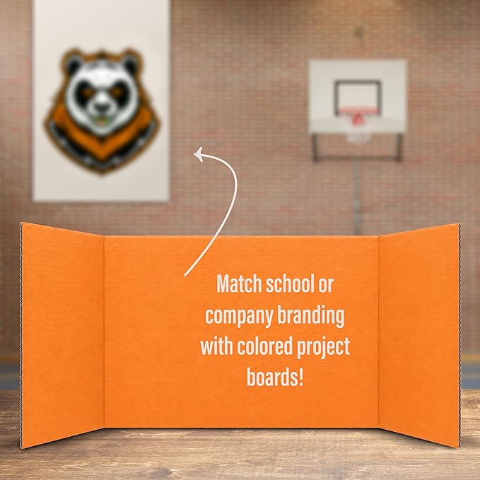 Flipside Products 18" x 48" Orange Project Boards, Pack of 24, Trifold, Presentation Board, DIY Projects, Small Display, Science Fair, Classroom, Clubs, 4H, Graduation