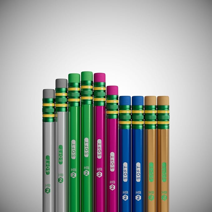 Ticonderoga Wooden Pencils, Pre-Sharpened, #2 HB Soft, Metallic Colors, 10 Count