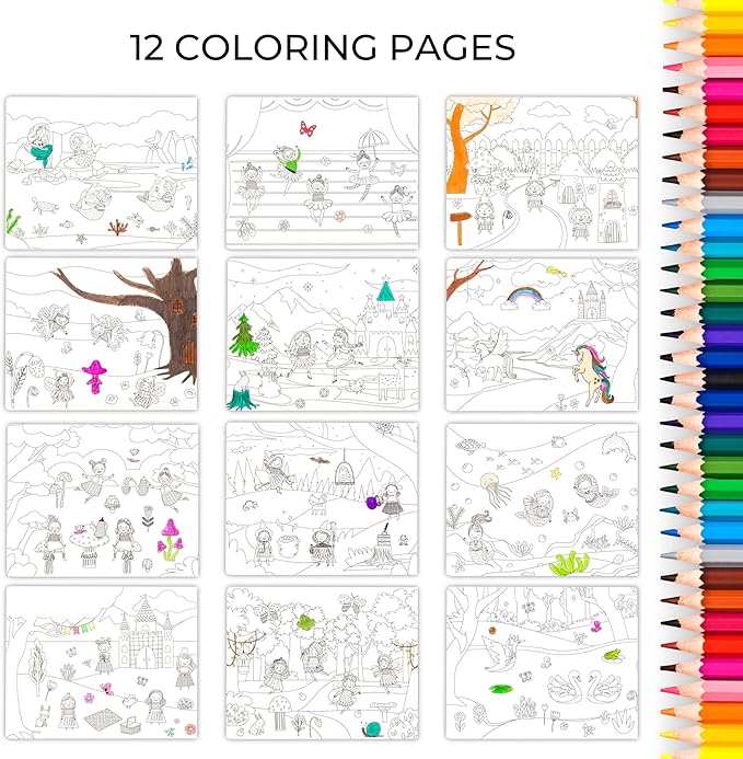 ZICOTO Fun Sticker Book for Toddlers 2-4 Years - Perfect Kids Activity Book with Beautiful Stickers & 12 Themes for Entertaining Toddlers 4-8 While Traveling - Incl. Princess, Unicorn & Coloring Pages