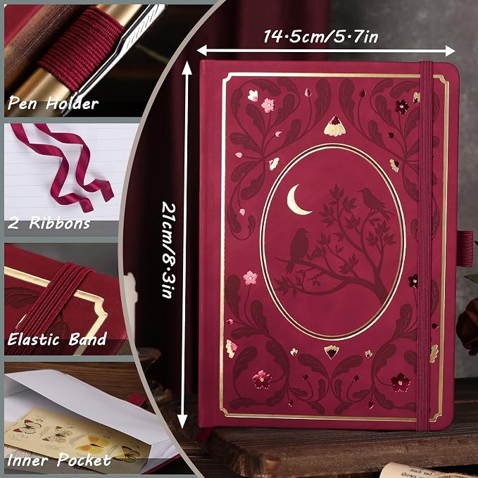 TIEFOSSI Line Journal Notebook, A5 Hardcover Rule Journal for Women Men