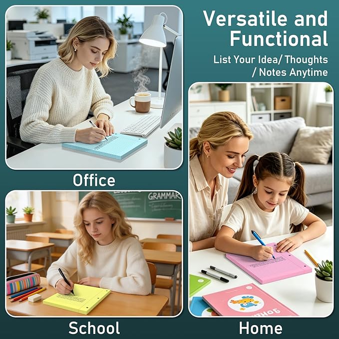720 Sheets Loose Leaf Paper, 6-Color Lined Paper Notebooks, 8 x 10.5 College Ruled Filler Paper, 3-Hole Punched Binder Paper, Double-Side Printed Writing Paper Notepads for Home, Office, School