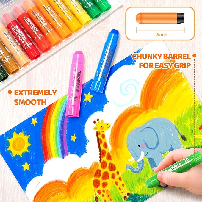 Toidgy Tempera Paint Sticks, 24 Classic Colors, Washable Solid Paint Sticks for Kids Toddlers, Painting Art Supplies for Classroom School Students, Non-Toxic, Quick Drying, Back to School Supplies