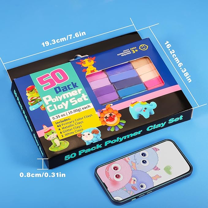 CiaraQ Polymer Clay Kit, Mini Modeling Clay Set for Kids/Beginners/Artist, 48 Colors