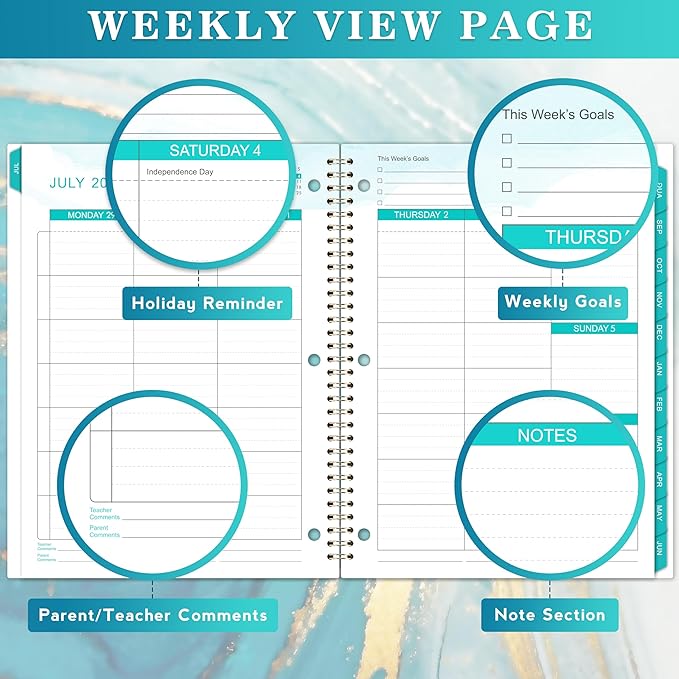 Student Planner 2026-2027, July 2026 to June 2027, 9" x 11", Monthly and Weekly School Planner 2026-2027, Stickers, Perfect Organizer - Blue
