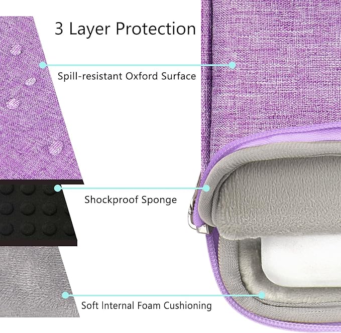 Voova Laptop Sleeve Carrying Case 14 15 Inch Compatible with MacBook Air 15 M2/M3/M4 2022-2025, MacBook Pro 15, Hp Chromebook 14, Waterproof Slim Computer Cover Bag,Lavender