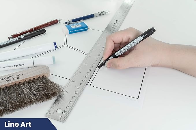 Pacific Arc Stainless Steel 24 Inch Metal Ruler Non-Slip Cork Back, with Inch and Metric Graduations